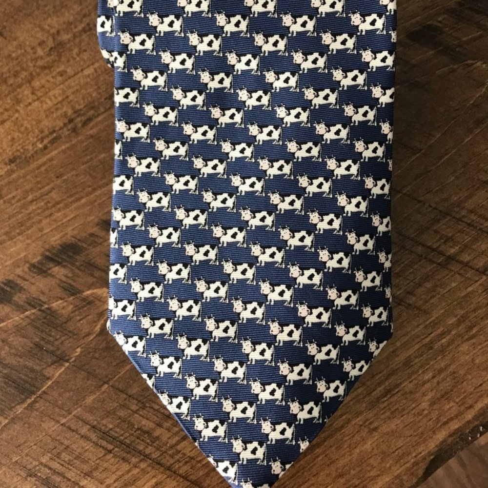 BEAUFORT Tie Rack Cow Print Silk Neck Tie
